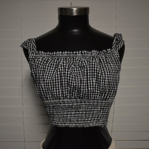 Japna Tops - Black & White Gingham Crop Top